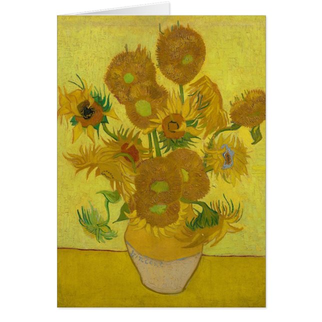 Vincent Van Gogh Sunblommor - klassisk konst-Blomm Hälsningskort (Framsidan)