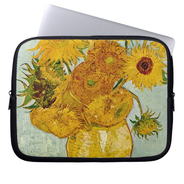 Vincent Van Gogh Sunblommor Laptop Sleeve (Framsidan)