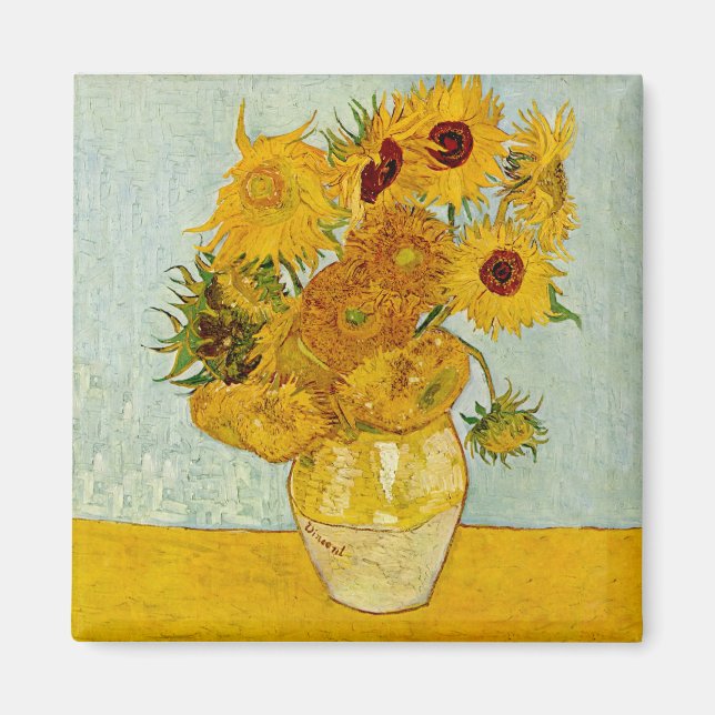Vincent Van Gogh Sunblommor Magnet (Framsidan)