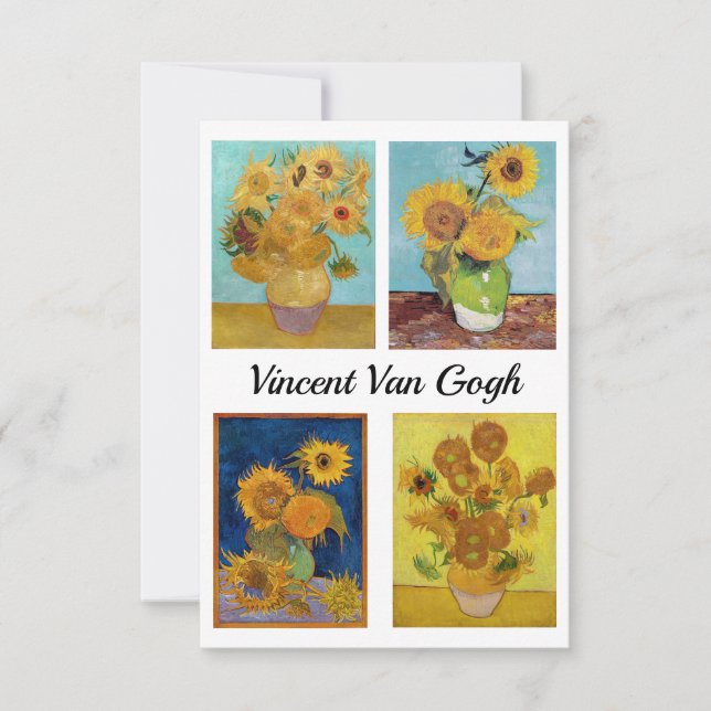Vincent Van Gogh Sunblommor Serie Tack Kort (Framsida)