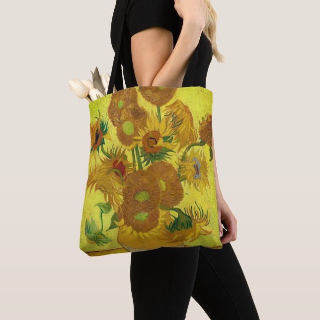 Vincent Van Gogh Sunblommor Tote Bag Tygkasse (Närbild)