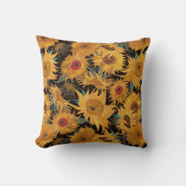 Vincent Van Gogh Sunflowers Black Yellow Teal Kudde