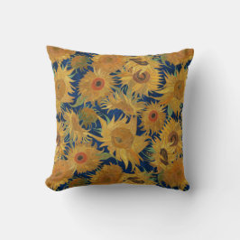 Vincent Van Gogh Sunflowers Navy Blue Yellow Kudde