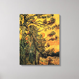 Vincent Van Gogh - Tallträd mot en röd himmel Canvastryck
