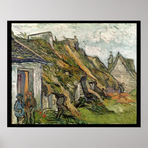 Vincent Van Gogh Thatched stugor i Chaponval Poster