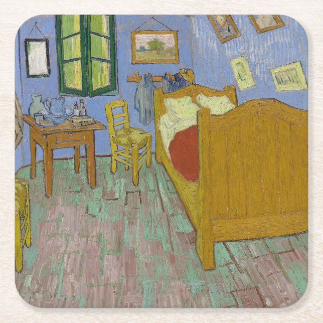 Vincent Van Gogh The Bedroom Underlägg Papper Kvadrat (Framsidan)