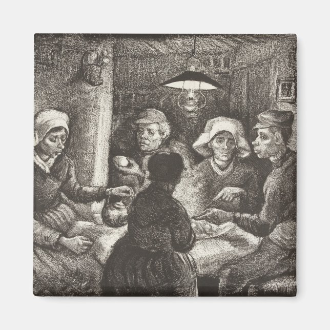 Vincent Van Gogh The Potato Eaters lithograph Magnet (Framsidan)