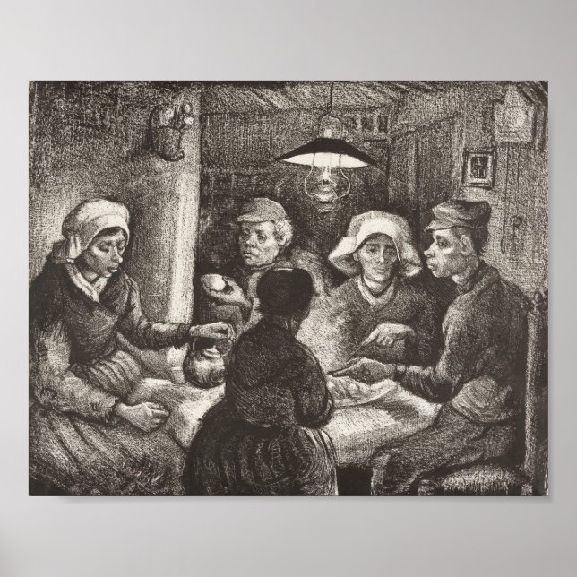 Vincent Van Gogh The Potato Eaters lithograph Poster (Framsidan)