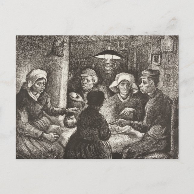 Vincent Van Gogh The Potato Eaters lithograph Vykort (Framsida)