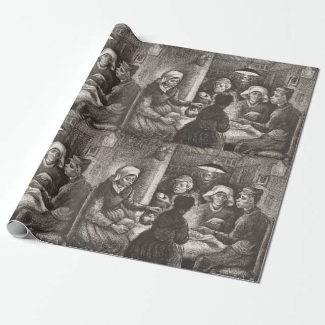 Vincent Van Gogh The Potato Eaters litografi Presentpapper (Utrullad)