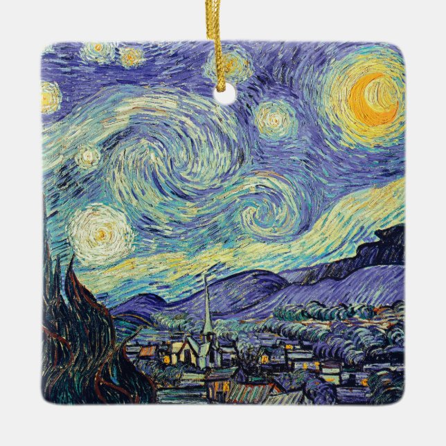 Vincent Van Gogh the Starry Night Julgransprydnad Keramik (Framsida)