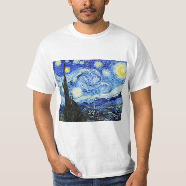 Vincent Van Gogh, The Starry Night painting T Shirt (Framsida)
