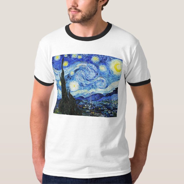 Vincent Van Gogh, The Starry Night painting T Shirt (Framsida)