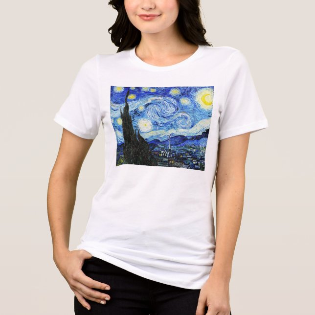 Vincent Van Gogh, The Starry Night painting T Shirt (Framsida)