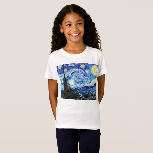 Vincent Van Gogh, The Starry Night painting T Shirt (Hel framsida)