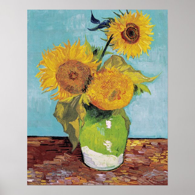 Vincent Van Gogh - Three Sunflowers in a Vase Poster (Framsidan)