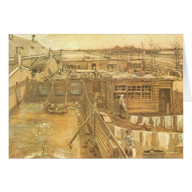 Vincent van Gogh - Timmerplats och tvätt Hälsningskort (Framsidan Horizontal)