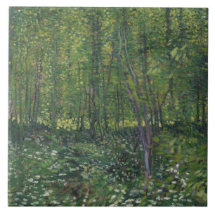 Vincent van Gogh - Träd och Undergrowth Kakelplatta