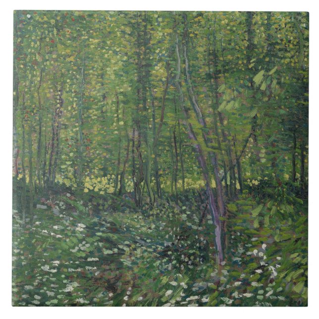 Vincent van Gogh - Träd och Undergrowth Kakelplatta (Framsidan)