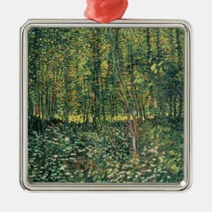 Vincent van Gogh Träd och undertillväxt, 1887 Julgransprydnad Metall