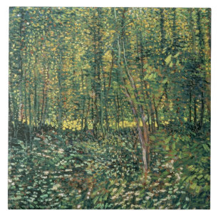 Vincent van Gogh Träd och undertillväxt, 1887 Kakelplatta