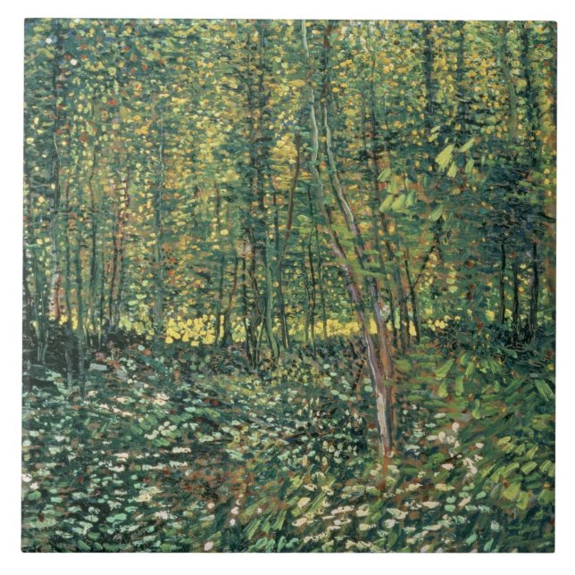 Vincent van Gogh | Träd och undertillväxt, 1887 Kakelplatta (Framsidan)