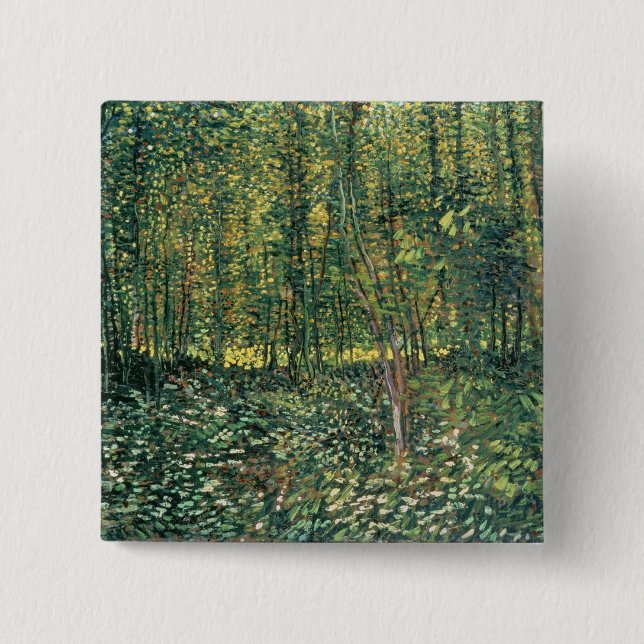 Vincent van Gogh | Träd och undertillväxt, 1887 Knapp (Framsida)