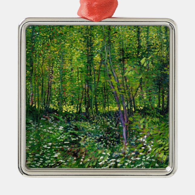 Vincent Van Gogh Träd och undertillväxten Julgransprydnad Metall (Framsidan)