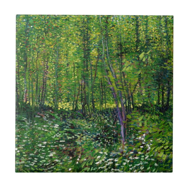 Vincent Van Gogh Träd och undertillväxten Kakelplatta (Framsidan)