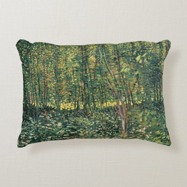 Vincent Van Gogh | träd och undervegetation, 1887 Prydnadskudde (Framsidan)