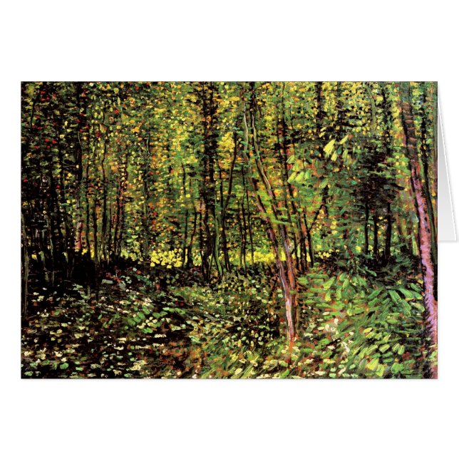 Vincent Van Gogh - Träd och undervegetation Finsk  Hälsningskort (Framsidan Horizontal)