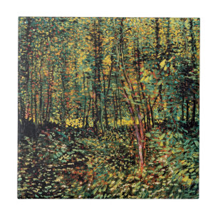 Vincent Van Gogh - Träd och undervegetation Finsk Kakelplatta