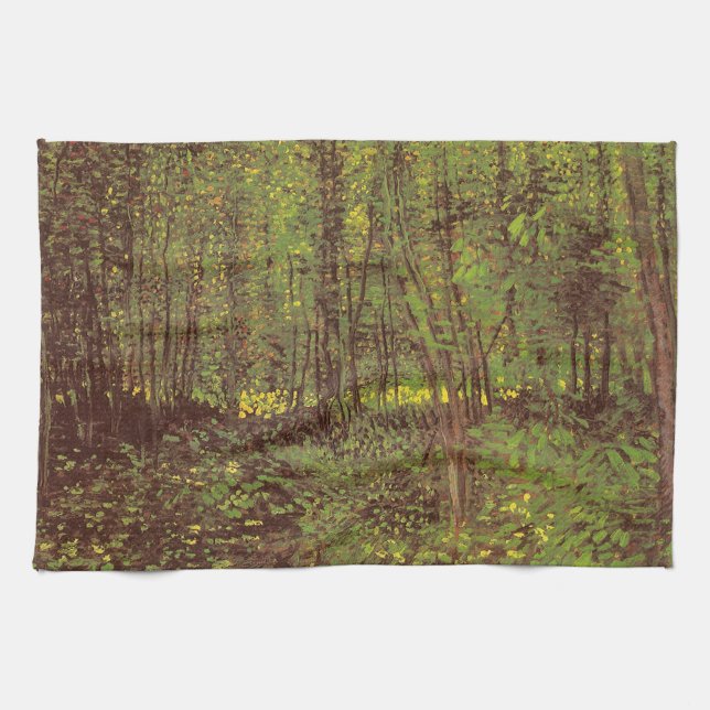 Vincent van Gogh - Träd och undervegetation Kökshandduk (Horisontell)