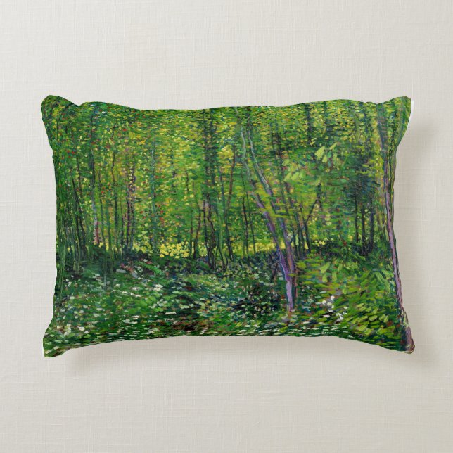 Vincent Van Gogh Träd Och Undervegetation Prydnadskudde (Framsidan)