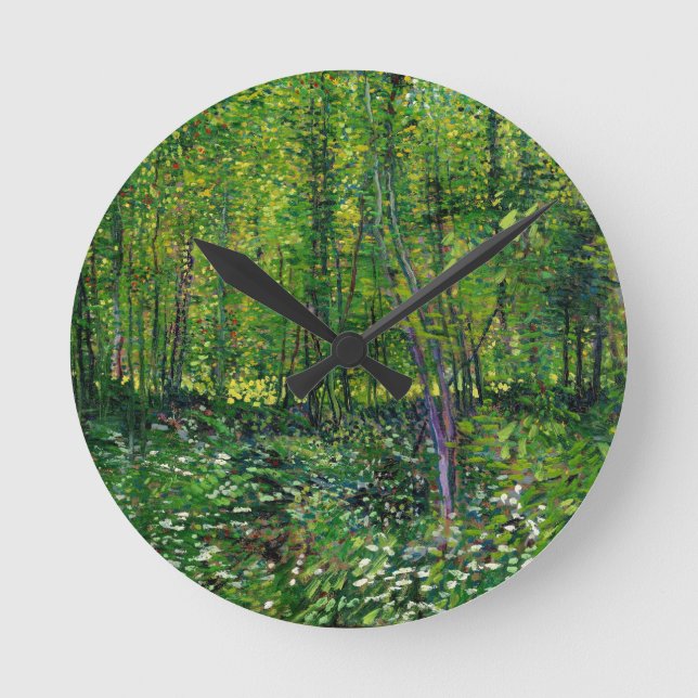 Vincent Van Gogh Träd Och Undervegetation Rund Klocka (Framsida)