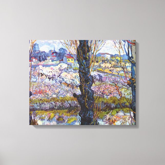 Vincent Van Gogh – Trädgård i blom med popplar Canvastryck (Framsida)