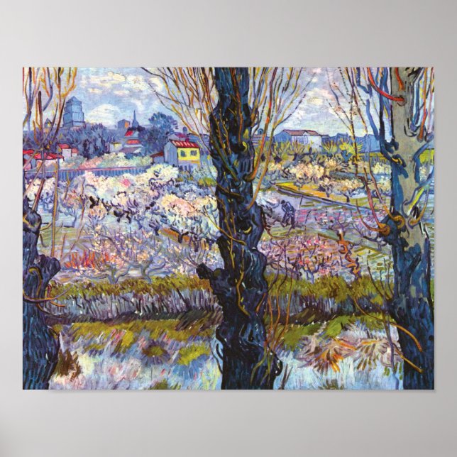 Vincent Van Gogh – Trädgård i blom med popplar Poster (Framsidan)