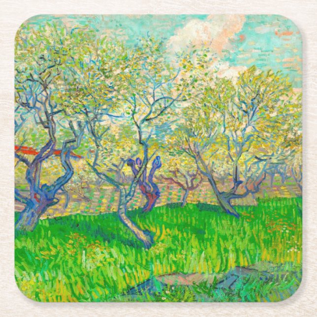 Vincent van Gogh Trädgård i blom Underlägg Papper Kvadrat (Framsidan)