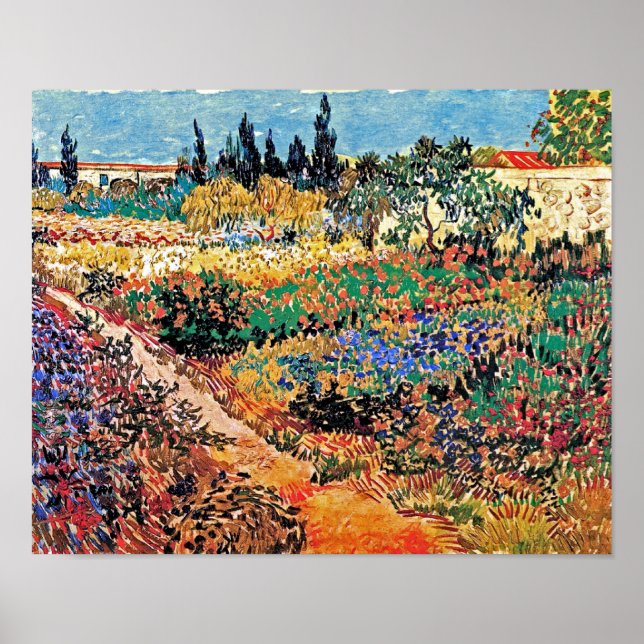 Vincent Van Gogh - Trädgård med blommande blommor  Poster (Framsidan)