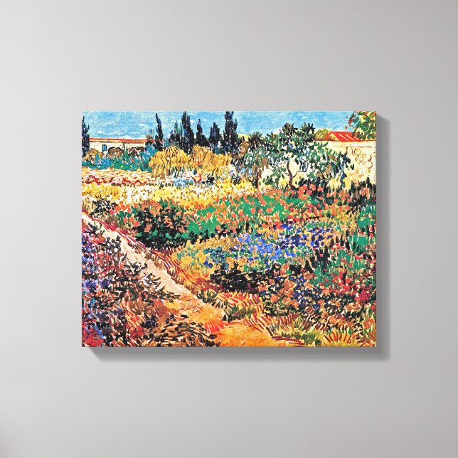 Vincent Van Gogh - Trädgård med stig i blom Canvastryck (Framsida)