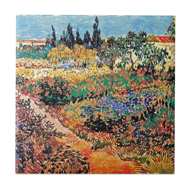 Vincent Van Gogh - Trädgård med stig i blom Kakelplatta (Framsidan)