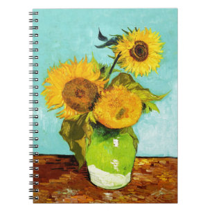 Vincent Van Gogh tre solblommor i A Vas Anteckningsbok