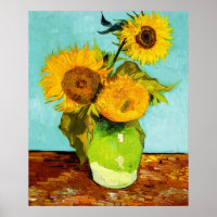 Vincent Van Gogh tre solblommor i A Vas