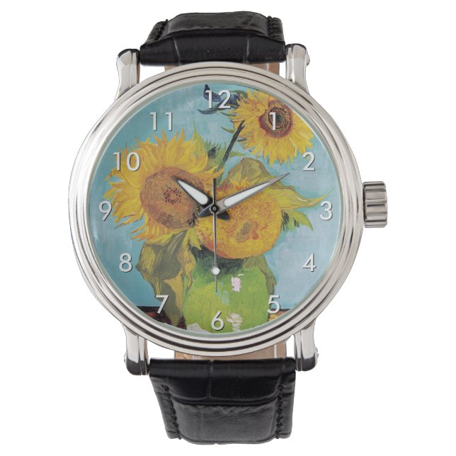 Vincent Van Gogh - Tre solblommor i Vas Armbandsur (Framsida)