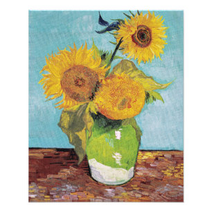 Vincent Van Gogh - Tre solblommor i Vas Fototryck