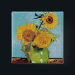 Vincent Van Gogh - Tre solblommor i Vas Knapp<br><div class="desc">Tre solrosor i en Vas/Vas avec-trois tournesols - Vincent Van Gogh,  augusti 1888 - Solblommor 1888,  första versionen (F453)</div>