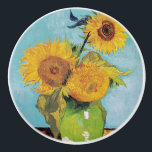 Vincent Van Gogh - Tre solblommor i Vas Knopp<br><div class="desc">Tre solrosor i en Vas/Vas avec-trois tournesols - Vincent Van Gogh,  augusti 1888 - Solblommor 1888,  första versionen (F453)</div>
