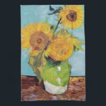 Vincent Van Gogh - Tre solblommor i Vas Kökshandduk<br><div class="desc">Tre solrosor i en Vas/Vas avec-trois tournesols - Vincent Van Gogh,  augusti 1888 - Solblommor 1888,  första versionen (F453)</div>