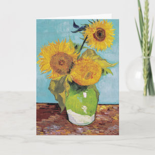 Vincent Van Gogh - Tre solblommor i Vas Kort