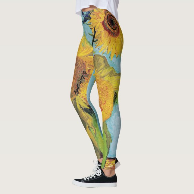 Vincent Van Gogh - Tre solblommor i Vas Leggings (Vänster)